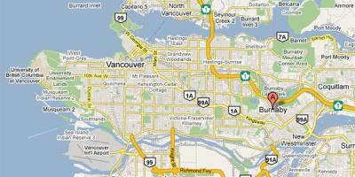 Карта Burnaby Ванкувър