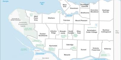Карта на Ванкувър и размер на