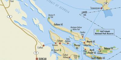 Карта на остров в Персийския залив, Британска Колумбия, Канада