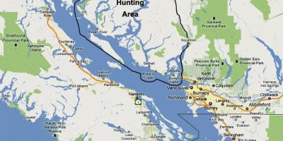 Карта на остров Ванкувър лов