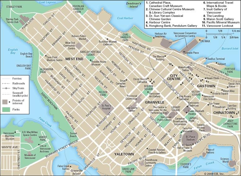 карта на West End, Ванкувър, пр. хр