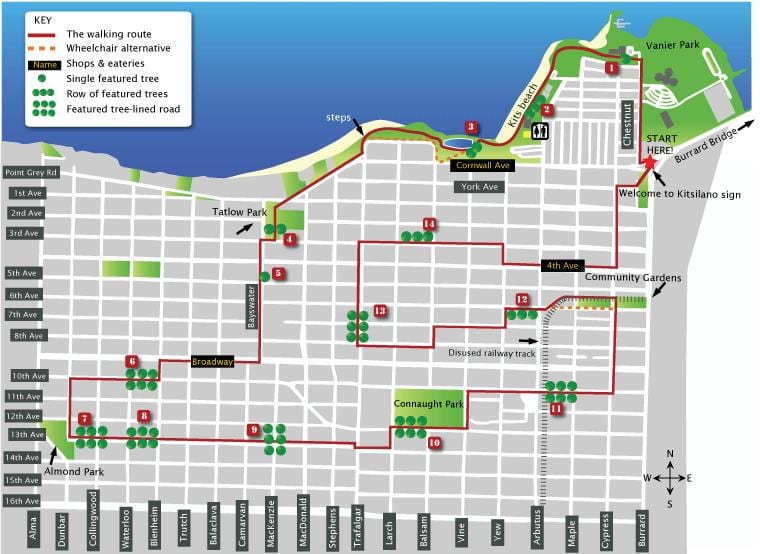 Карта Kitsilano във Ванкувър