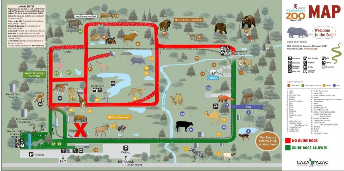 Карта на зоологическата градина на Ванкувър 