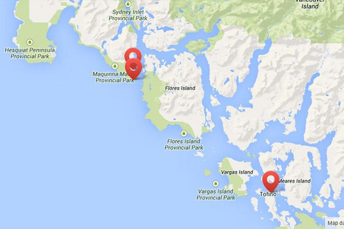 Карта на остров Ванкувър горещи извори