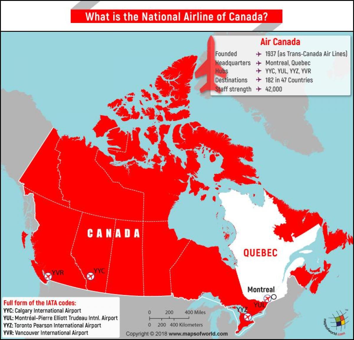 Карта на международното летище на Ванкувър Еър Канада