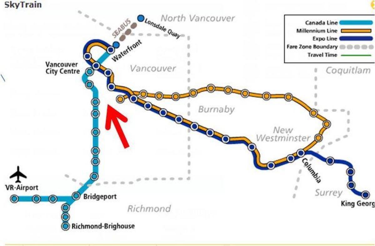 Карта на Метрото Ванкувър покритие
