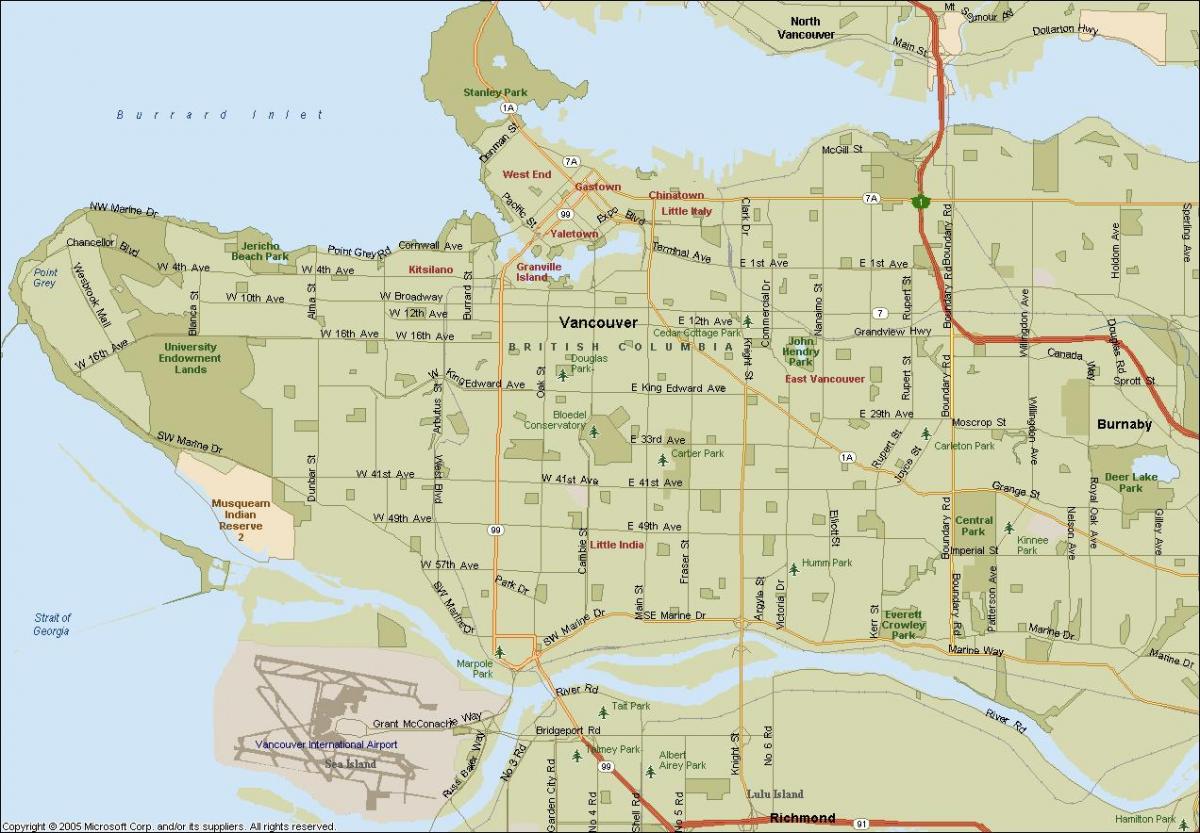 местоположение Ванкувър карта