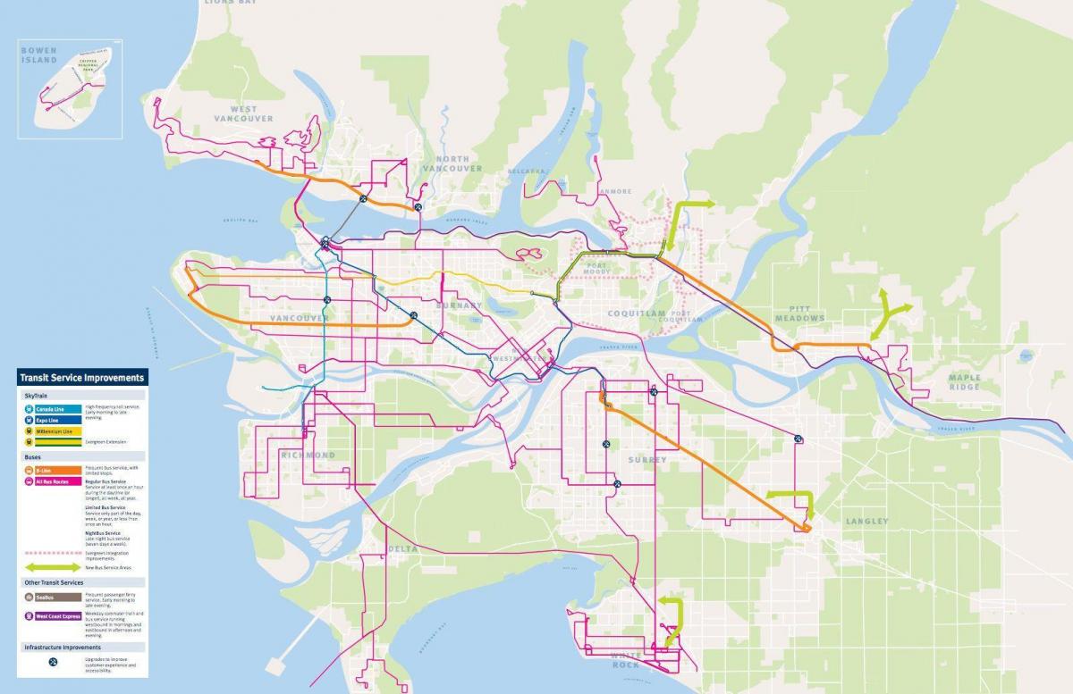 транспортна система Ванкувър картата