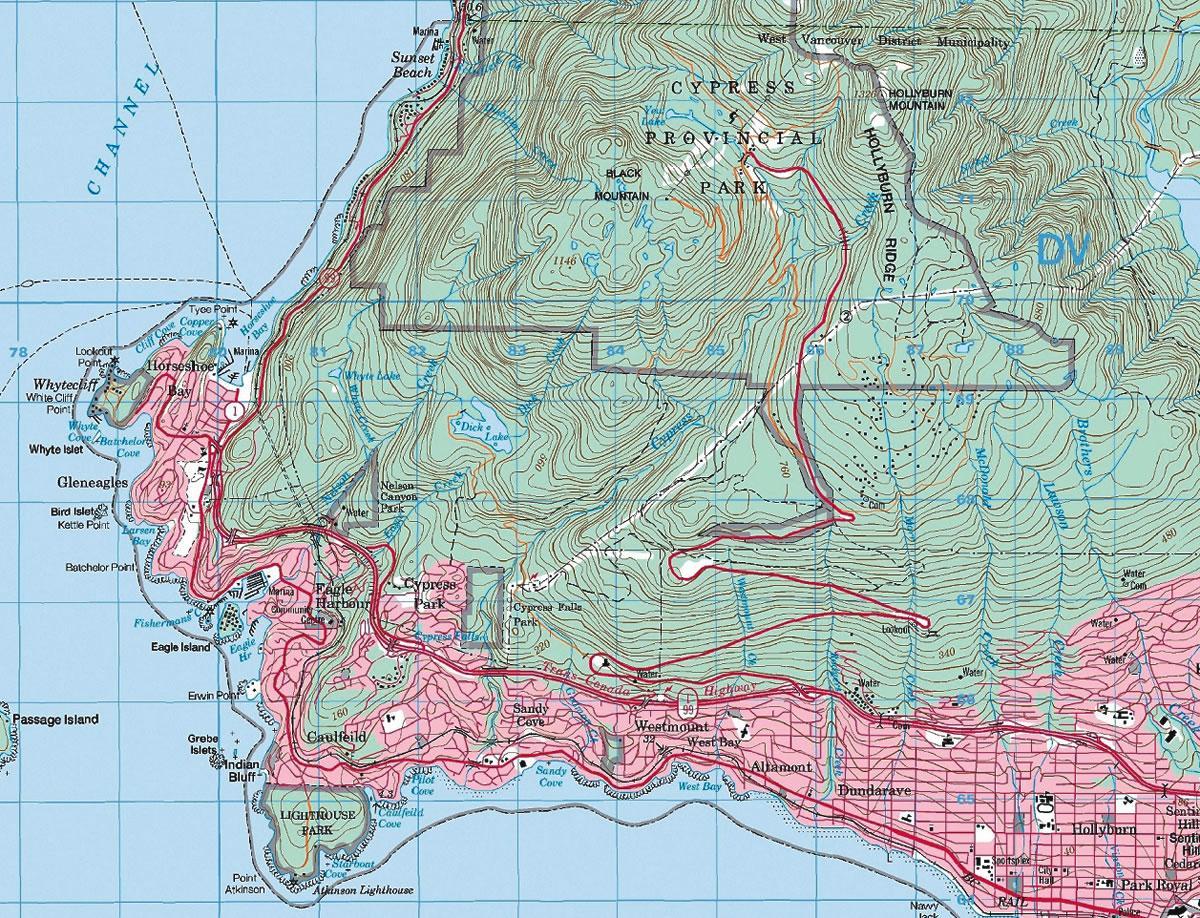 Карта Ванкувър топографическая