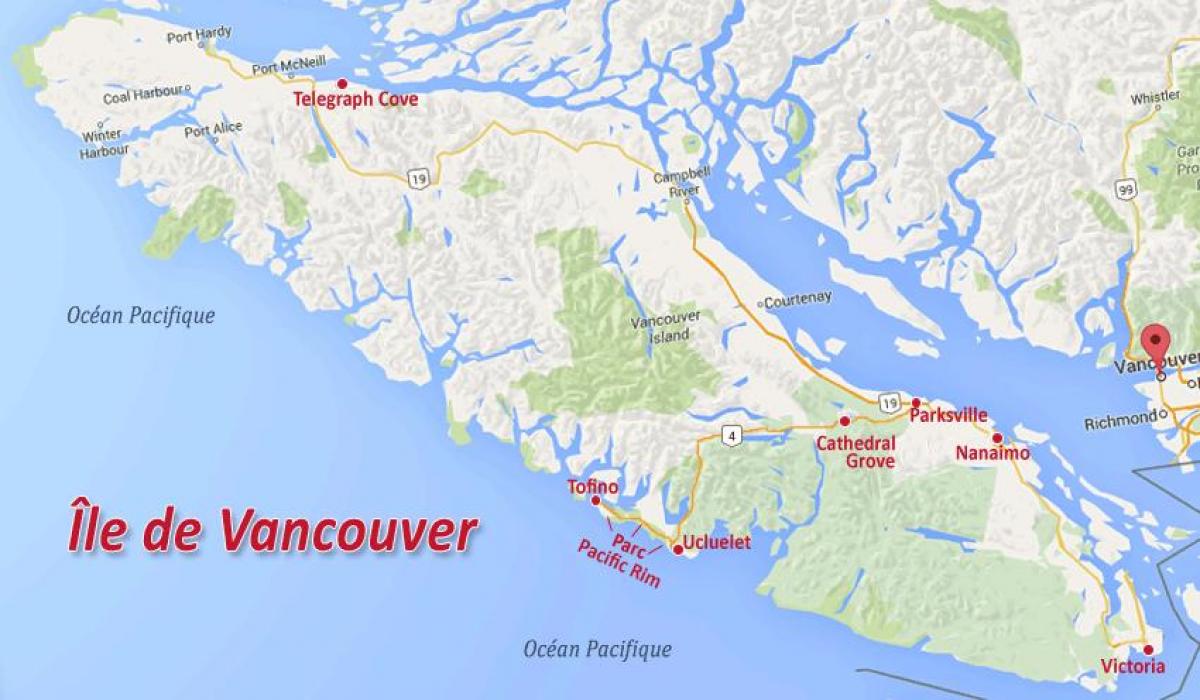 Карта на остров Ванкувър злато се класират 
