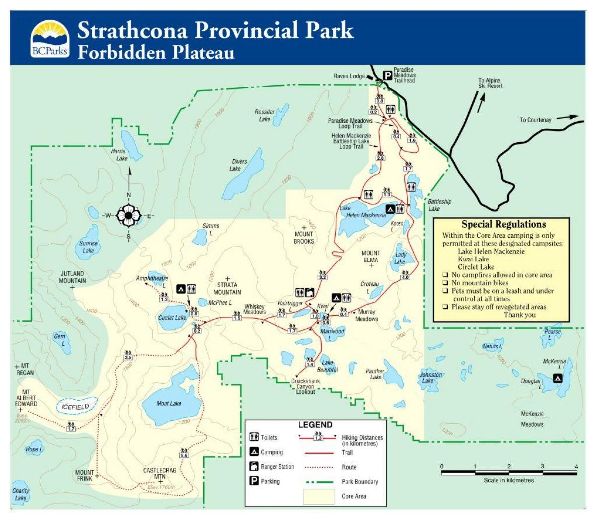 Карта на остров Ванкувър провинциални паркове