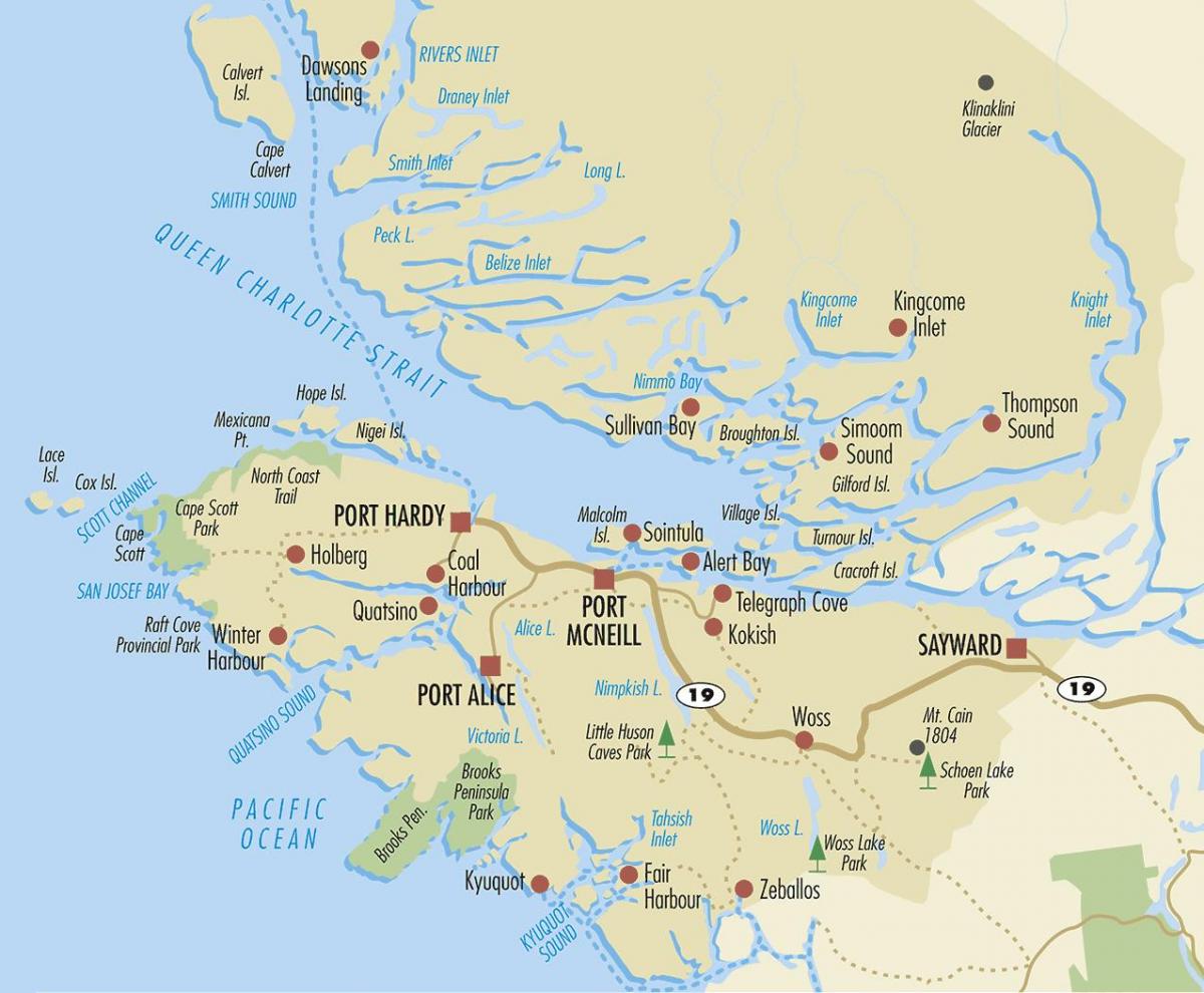 Карта на остров Северен Ванкувър 