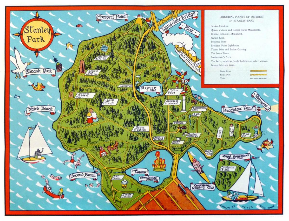 Карта на Стенли парк тотемный стълб