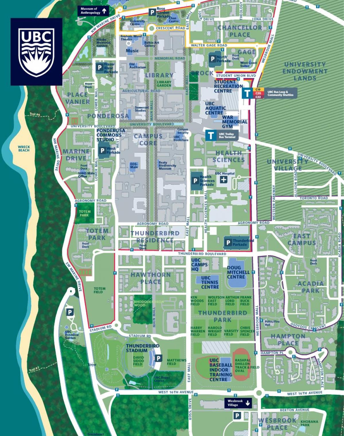 УБК картата на колежа във Ванкувър 