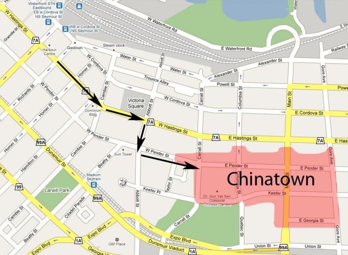 Карта Китайския Квартал На Ванкувър
