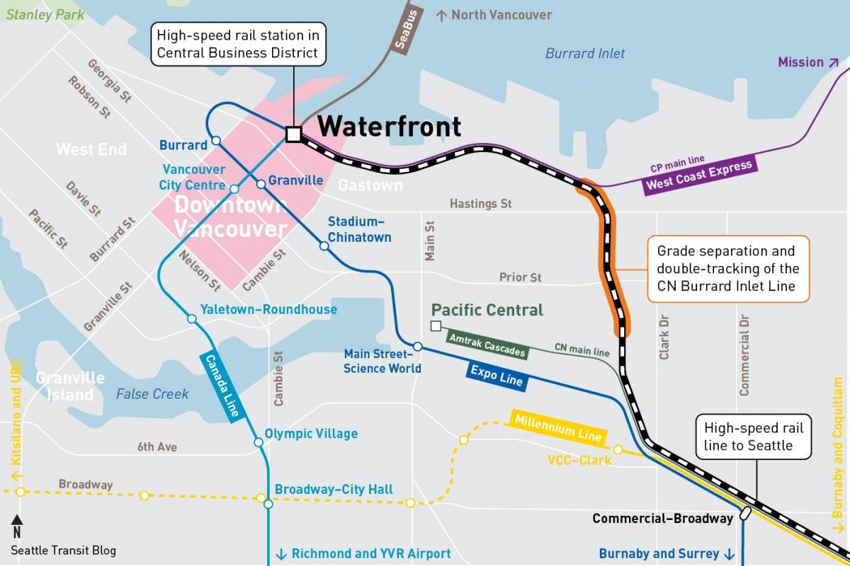 Карта на езерото гара Ванкувър