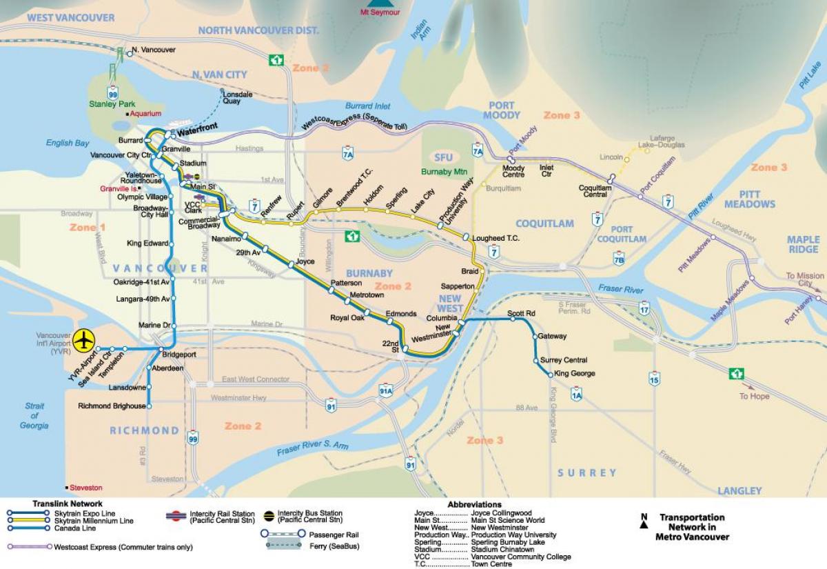 Карта На Метрото Ванкувър 