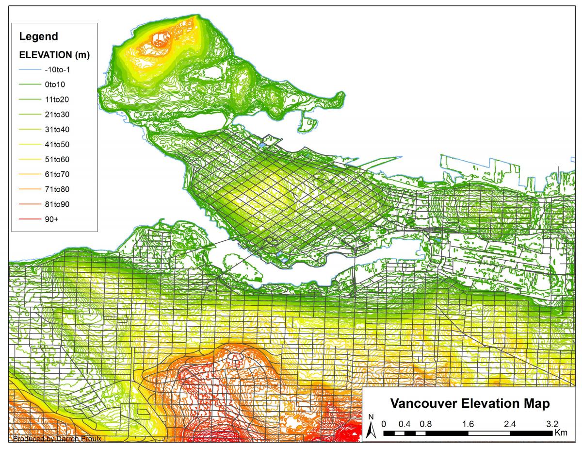 Карта Ванкувър височина