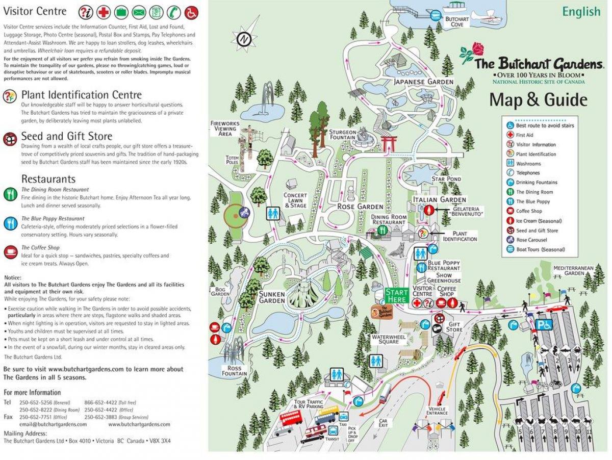 градините бучарт картата на остров Ванкувър 