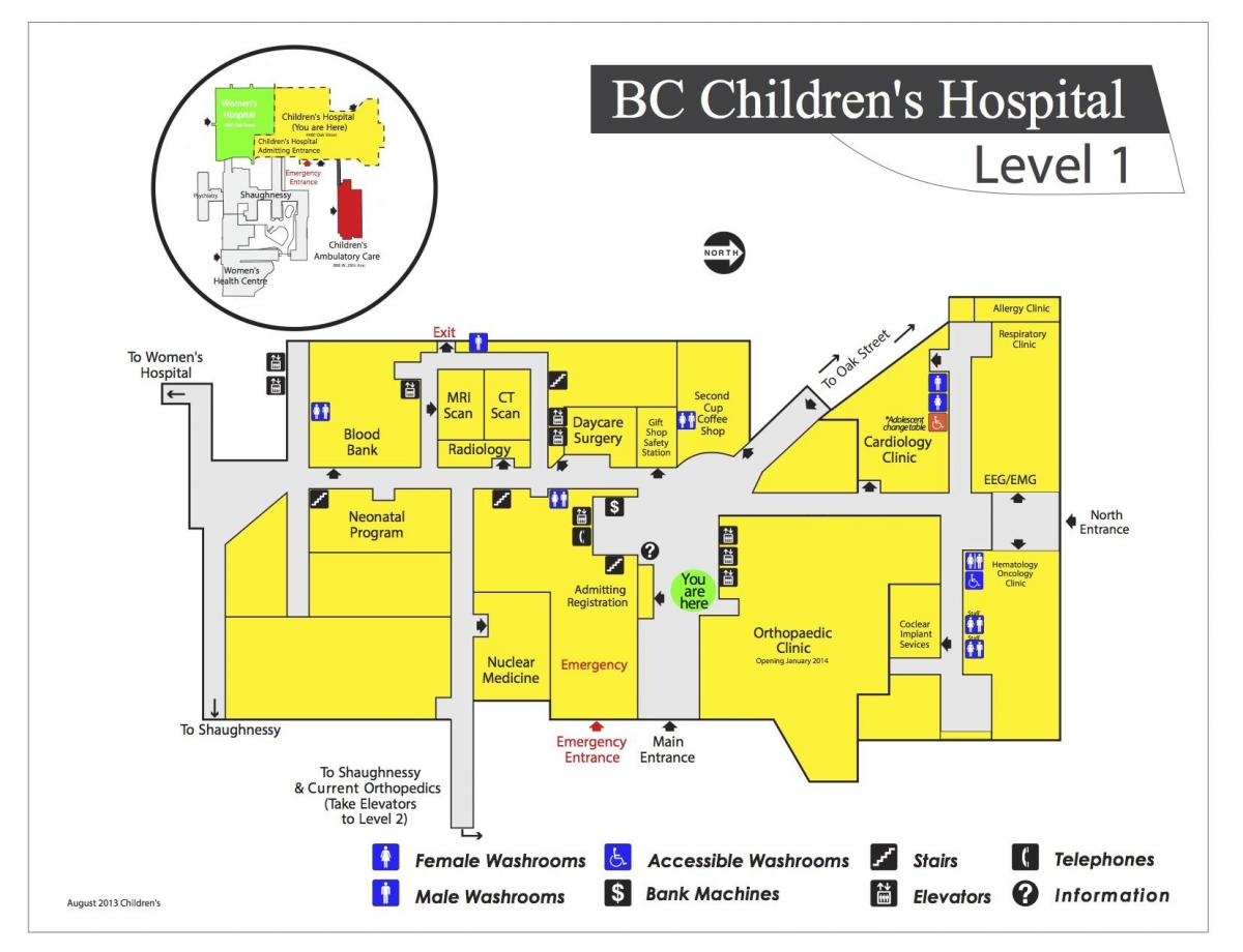 Карта на детска болница Ванкувър