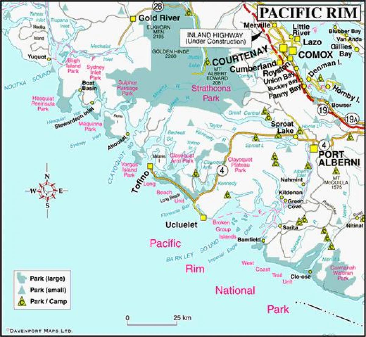 Карта на западното крайбрежие на Канада