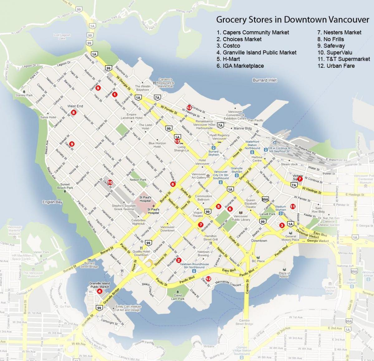 Карта на магазина Ванкувър