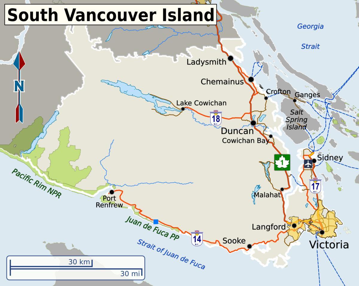 Южен-Ванкувър карта