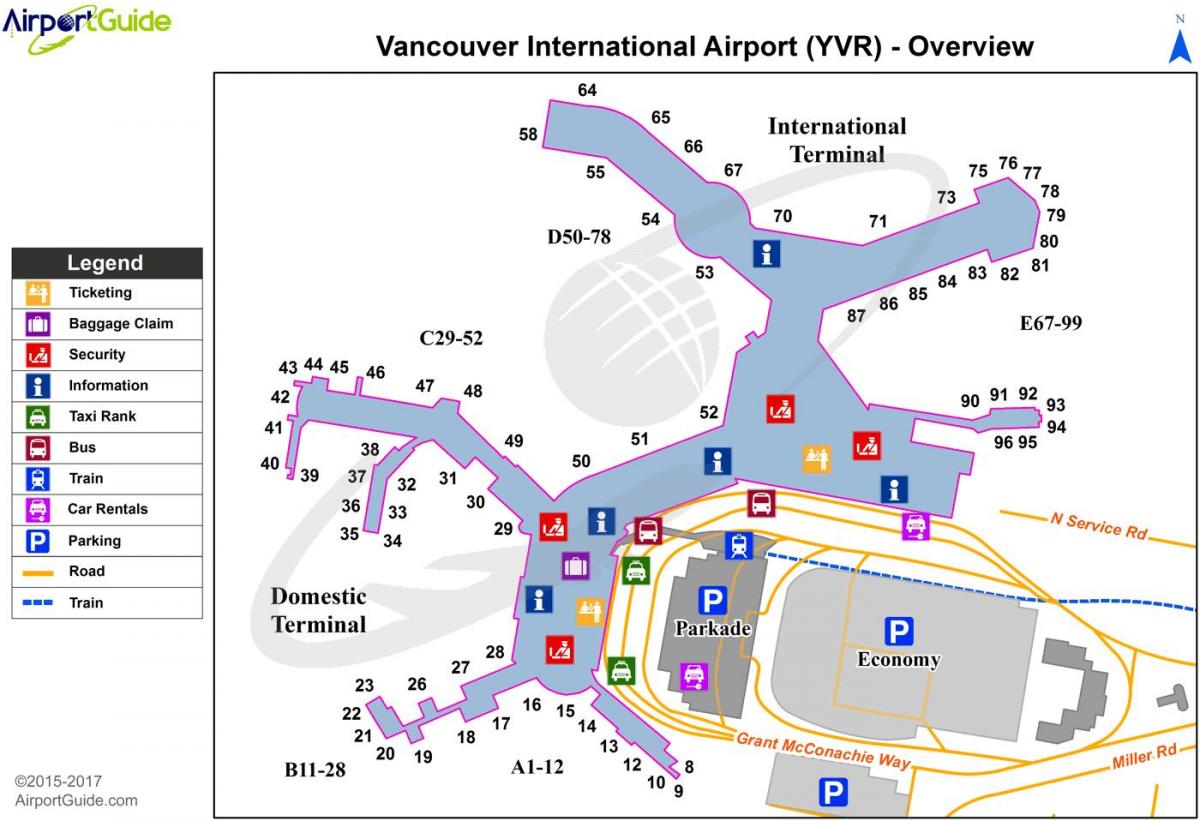 летище Ванкувър, преди христа картата