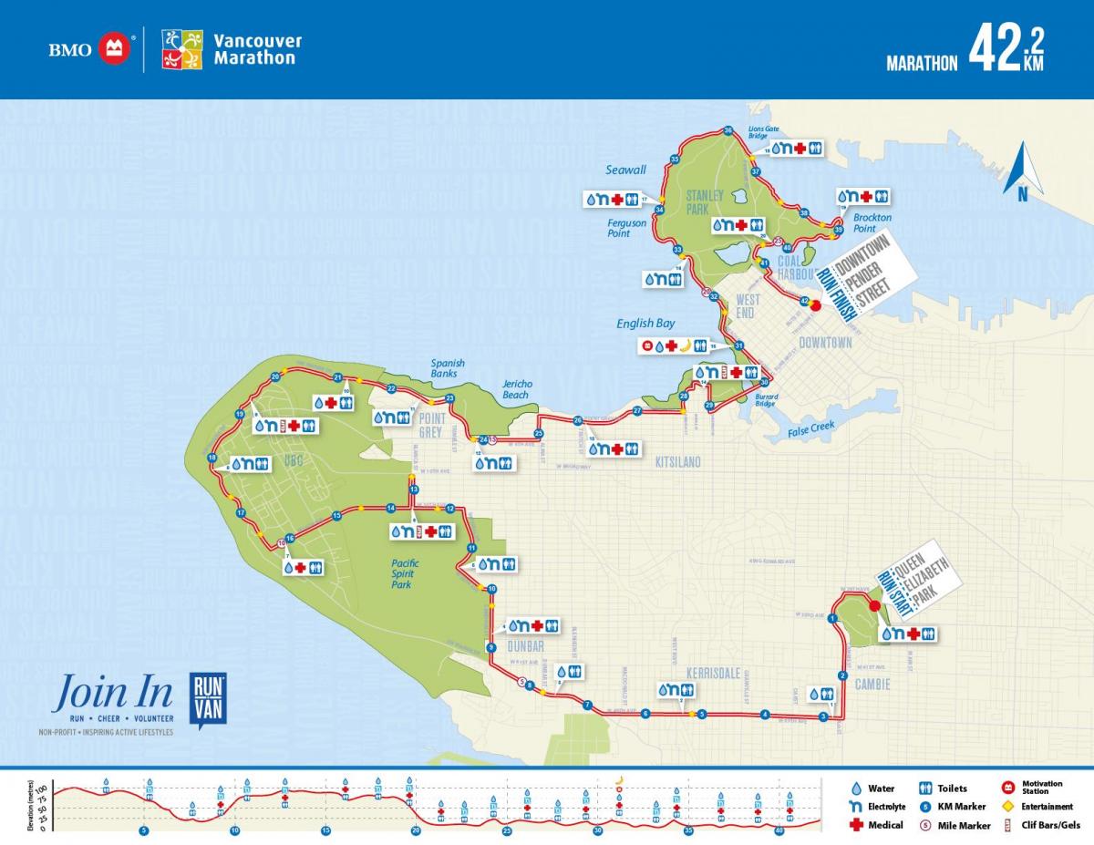 Карта Ванкувър маратон