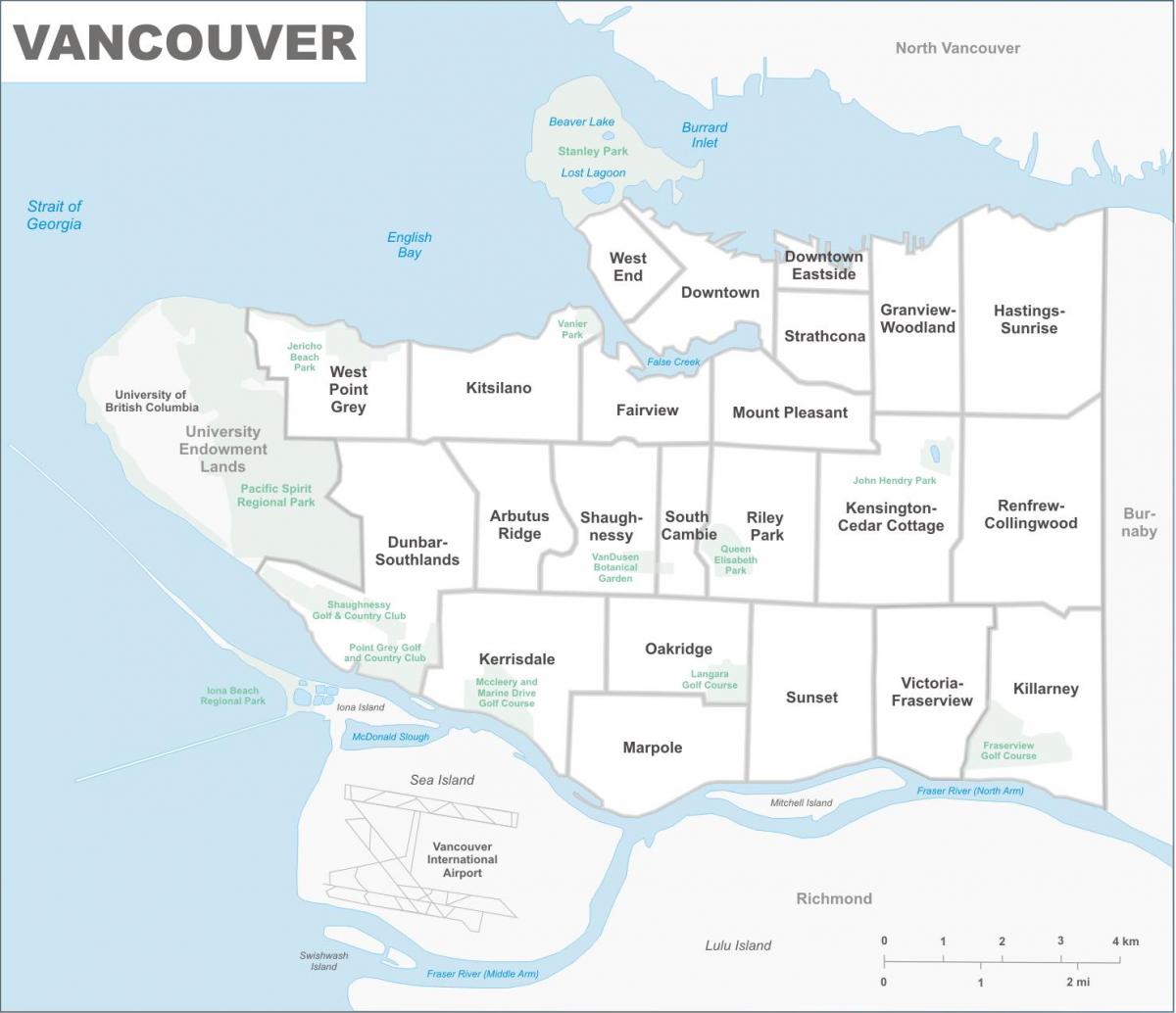 околностите на Ванкувър картата