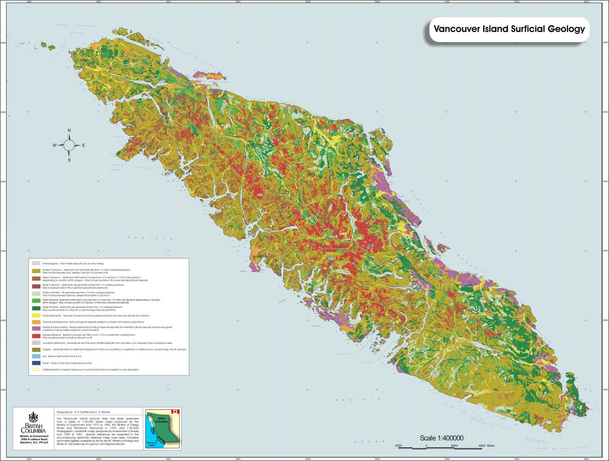 Карта на остров Ванкувър геология