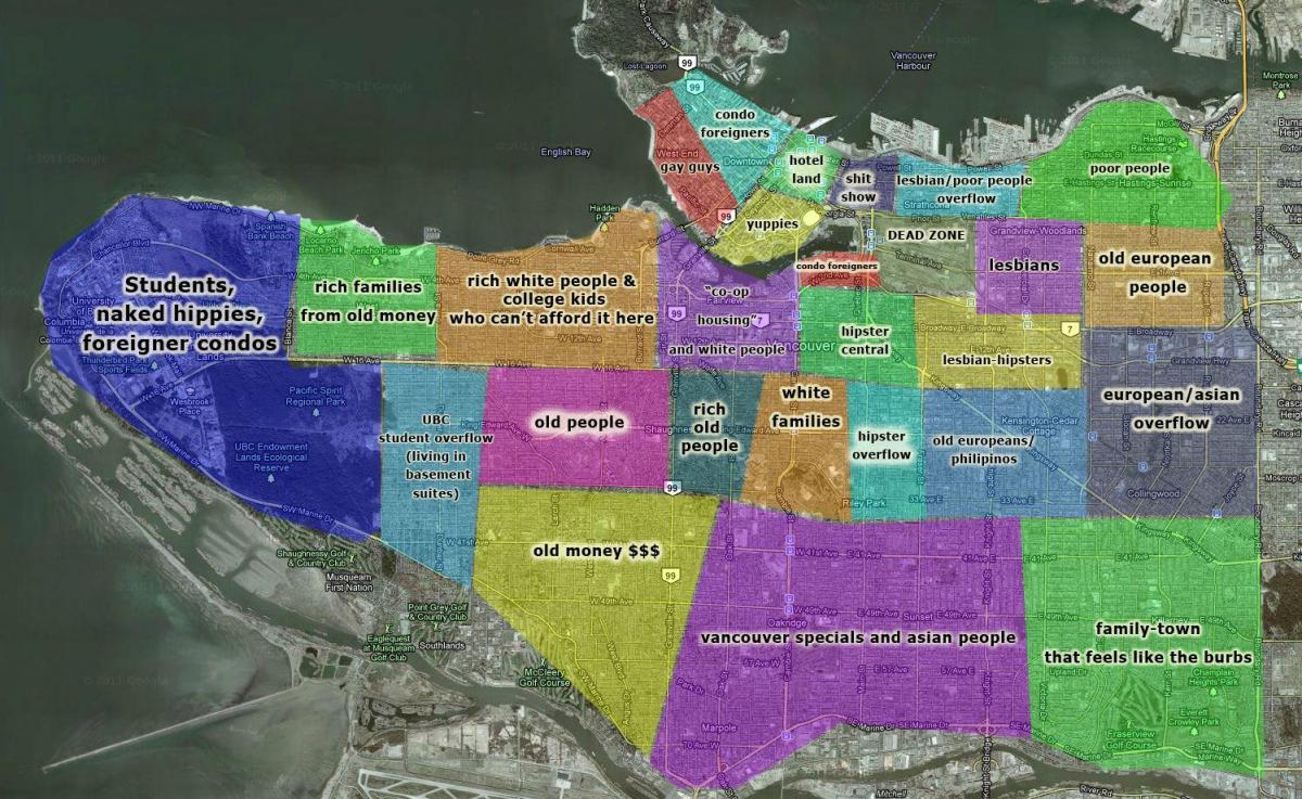 карта на Ванкувър и околностите