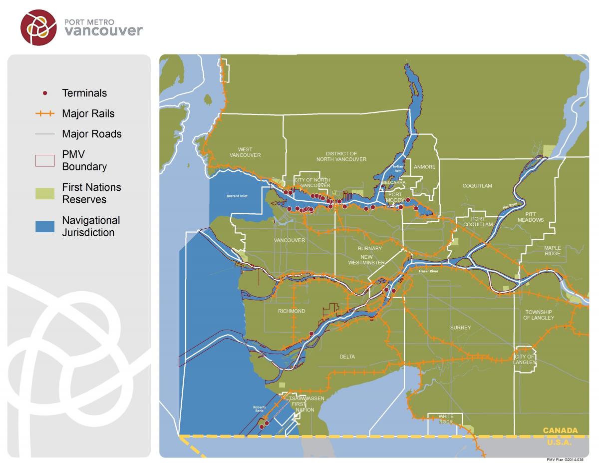Карта на пристанището на Ванкувър метрото