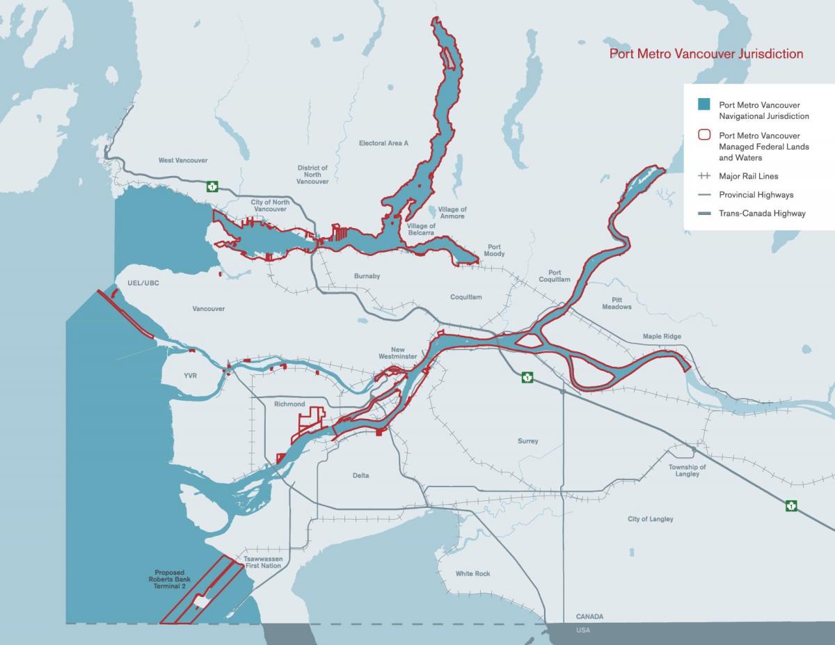 Карта на пристанището на Ванкувър 
