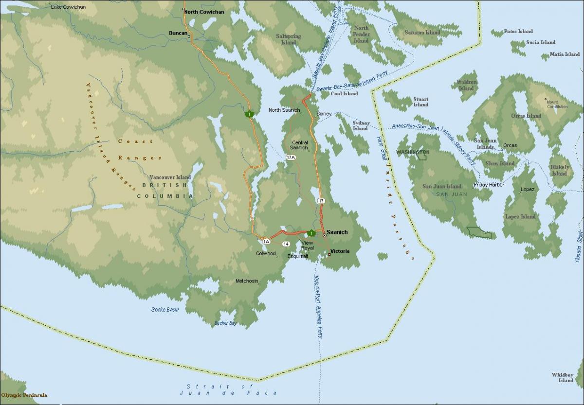 Карта саанич остров Ванкувър 