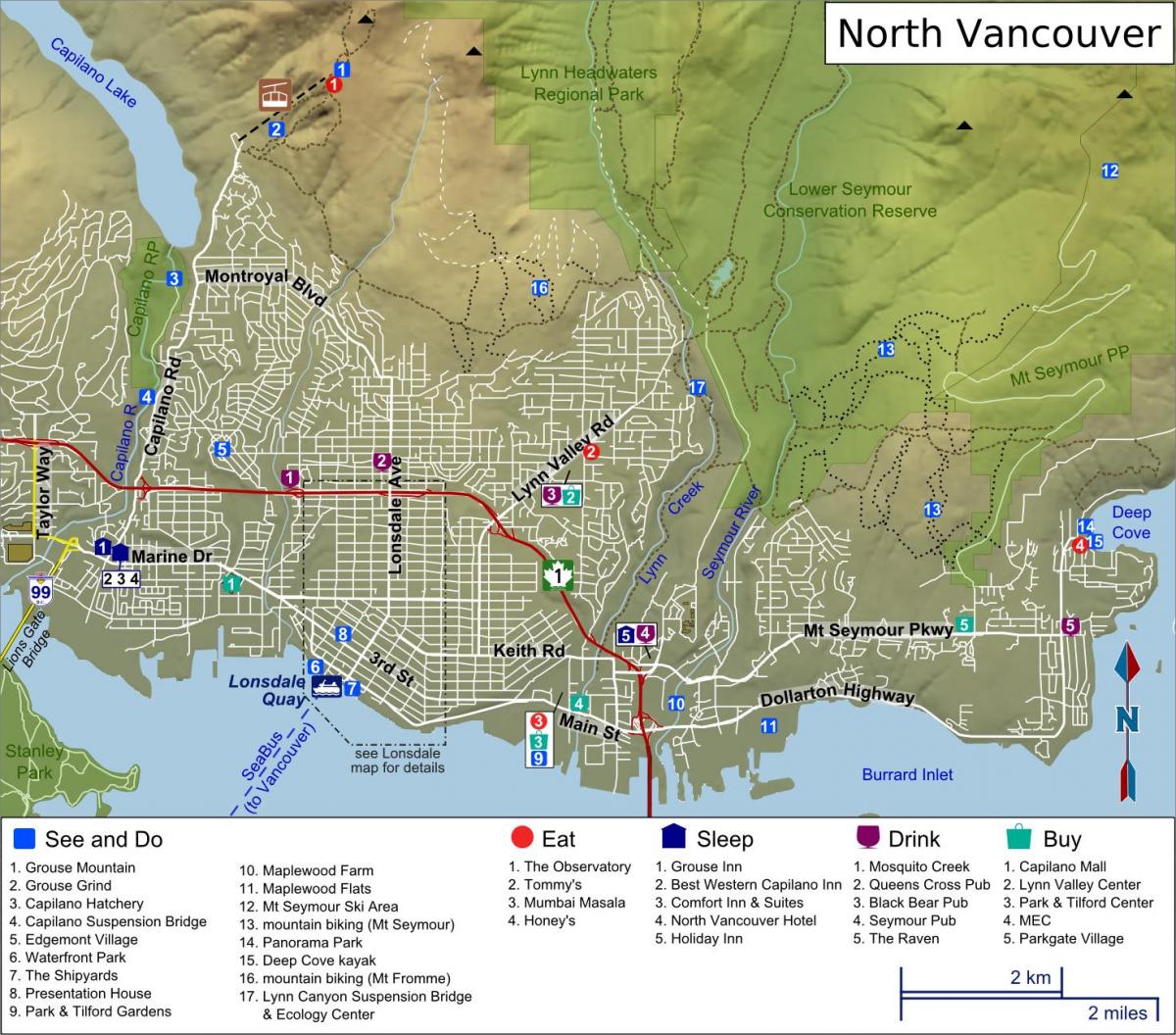 Картата на северния бряг на Ванкувър
