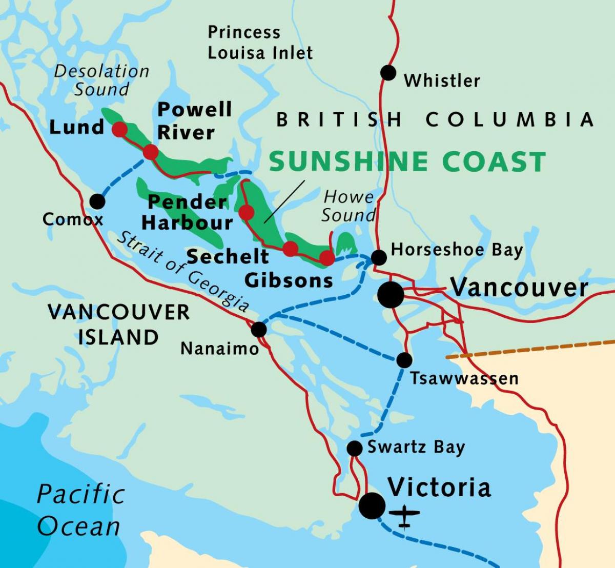 Карта на Ванкувър на ферибот