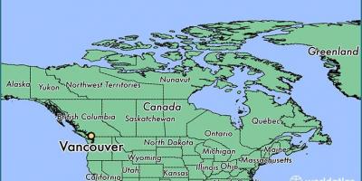 Карта на Канада показва Ванкувър