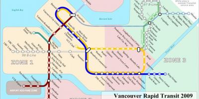 Влак карта международното летище на Ванкувър 