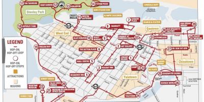 Карта Ванкувър хоп-хоп-оф тролейбуси 