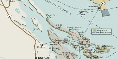 Карта на остров Ванкувър и острови в персийския залив 