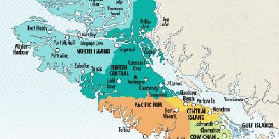 Карта на остров Ванкувър изби