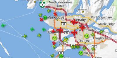 Карта на полет Ванкувър проследяване