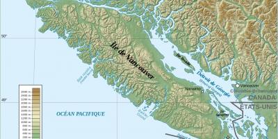 Топографическая Карта остров Ванкувър 